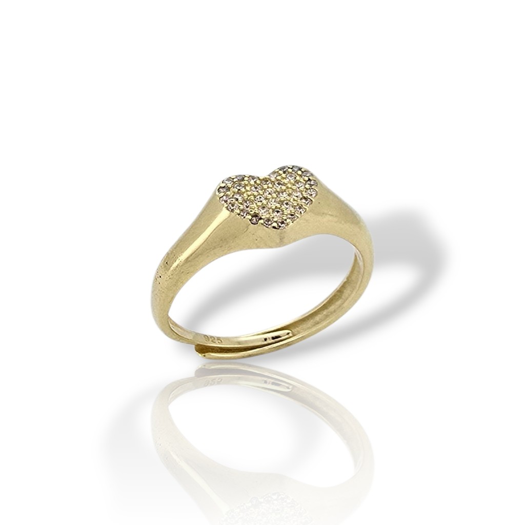 Ασημένιο δαχτυλίδι καρδούλα απο επιχρυσωμένο ασήμι 925°  (code GEM18984G)